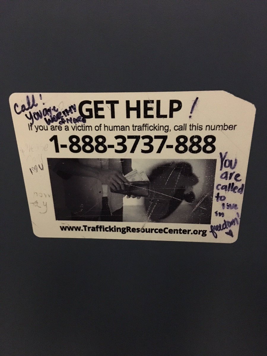 KyraDoubek's tweet photo. @LASairport As a survivor, I just wanted to give you guys a huge #ShoutOut for having this posted in bathrooms.  This is often THE ONLY PLACE WE ARE ALONE!!!!  Much love <3 #Survivor #LasVegas #Vegas #HumanTrafficking #EndDemand https://t.co/IFjQ6Diflb