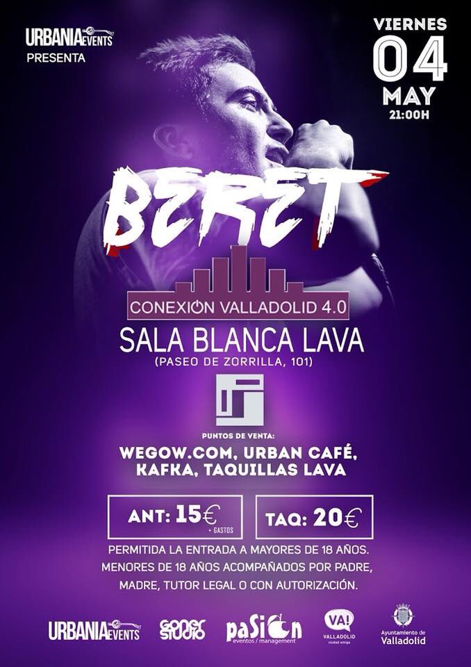 pasioneventos's tweet photo. AGOTADAS LAS ENTRADAS ONLINE @wegowES DEL CONCIERTO DE @JavierBeret EN VALLADOLID‼️ ÚLTIMAS ENTRADAS 🎟 SOLO DISPONIBLES EN @LavaVLL @UrbanCafeVa #KAFKA #soldoutiscoming #Beret #concierto 👉🏻 VIERNES 4 de MAYO https://t.co/i9h319lCjt