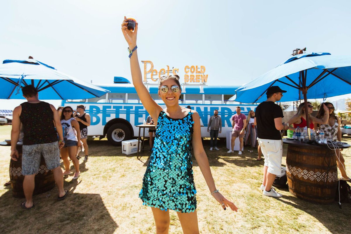 peetscoffee's tweet photo. Cheers to Weekend 1 at #Coachella! 🌴🎸 Thanks to all who stopped by to sample our cold brew—we didn’t want the fun to end. But guess what? We’ll be back slinging #TrueColdBrew samples for Weekend 2 starting on Thursday night! Will you be there? https://t.co/7YTvreZnZR
