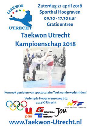 <a href="/TaekwonUtrecht/">Taekwon Utrecht</a> organiseert zaterdag 21 april een leuk instaptoernooi. 160 deelnemers van 10 sportscholen verspreid uit het land!

Mis het niet! 

#hoograven #Utrecht #sport #taekwondo #tkd #030inbeweging