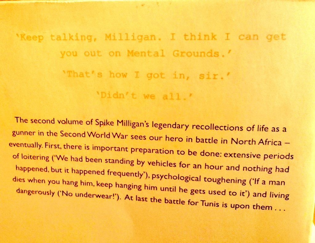 CraigWMcNeil's tweet photo. #Spike100 has inspired me to dig out my copy of this. Just timeless, achingly funny and searingly brilliant.
#NowReading
#SpikeMilligan https://t.co/lQWUSriTGR