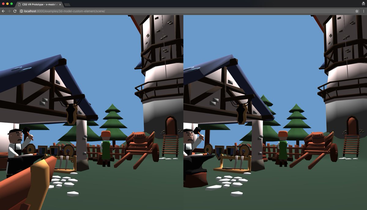 keithclarkcouk's tweet photo. And here's an entire .gLTF scene loaded into the DOM via <x-model> and rendered in stereo using CSS VR. (Scene credit: https://t.co/rHeGybRagR) https://t.co/VYJbkfNzdV