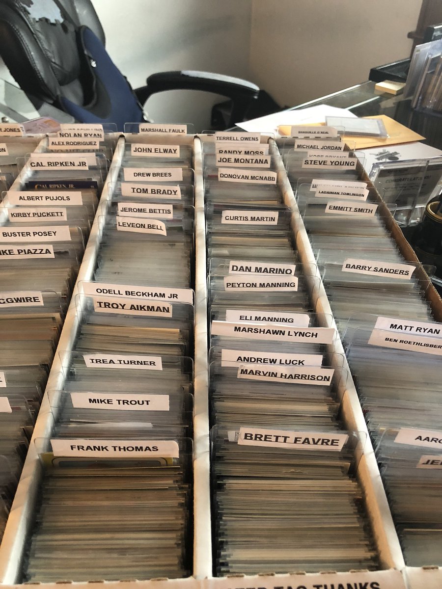 newmsportscards's tweet photo. Check out our organized player box(es), Let us know what player you need or collect &amp; we’ll show you what we have in stock!! #baseballcards #footballcards #topps #panini #TheHobby #whodoyoucollect https://t.co/ptENgBwxJk
