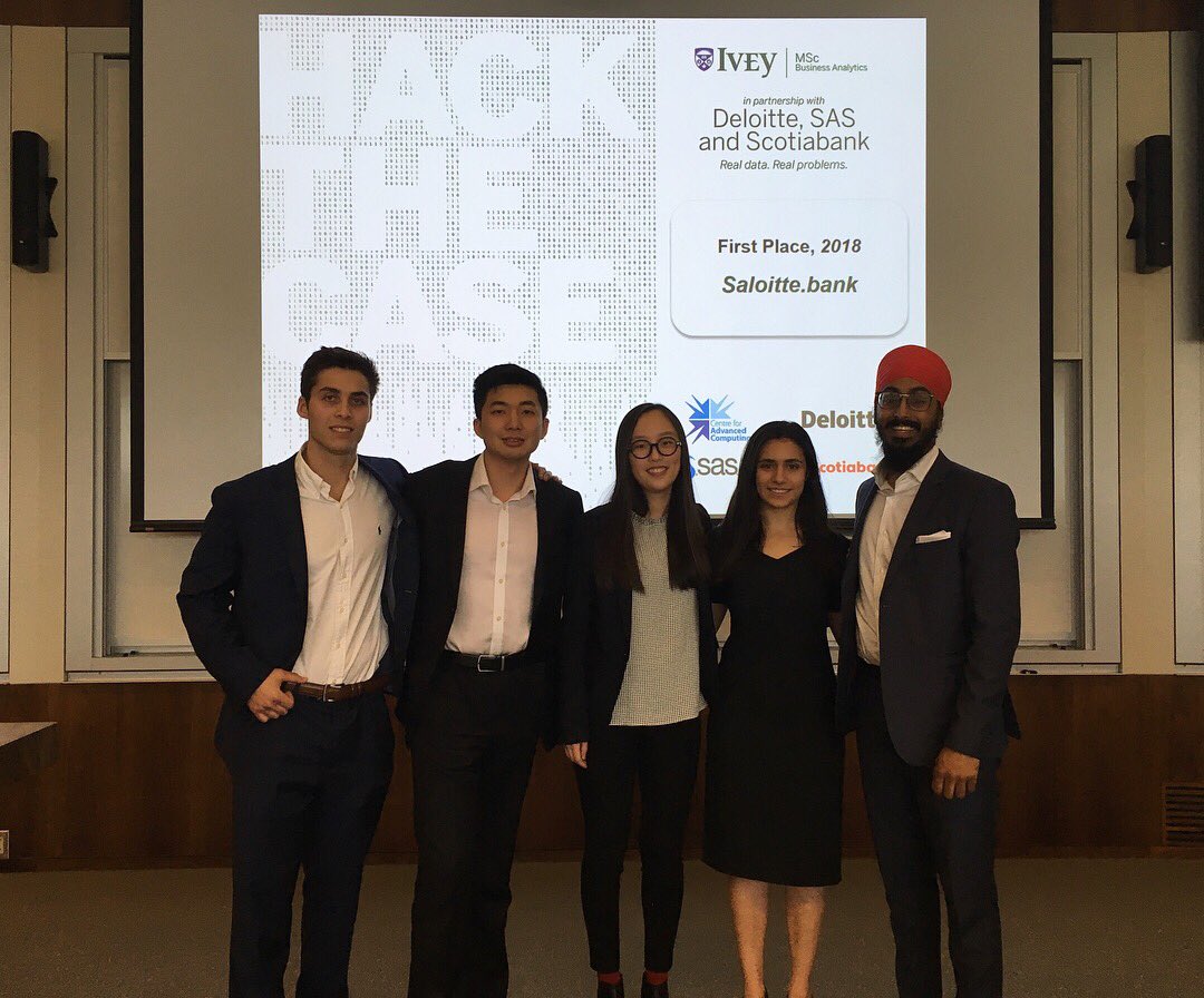 iveybusiness's tweet photo. #HackTheCase challenged our MSc students to use real world data to solve a real world problem. Congratulations to our winners and runner-up! @DeloitteCanada @SASAcademicCA @scotiabank  @iveymsc https://t.co/jSq3tsVDDI