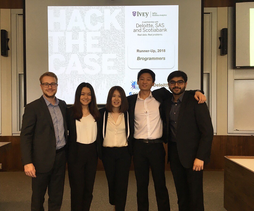iveybusiness's tweet photo. #HackTheCase challenged our MSc students to use real world data to solve a real world problem. Congratulations to our winners and runner-up! @DeloitteCanada @SASAcademicCA @scotiabank  @iveymsc https://t.co/jSq3tsVDDI