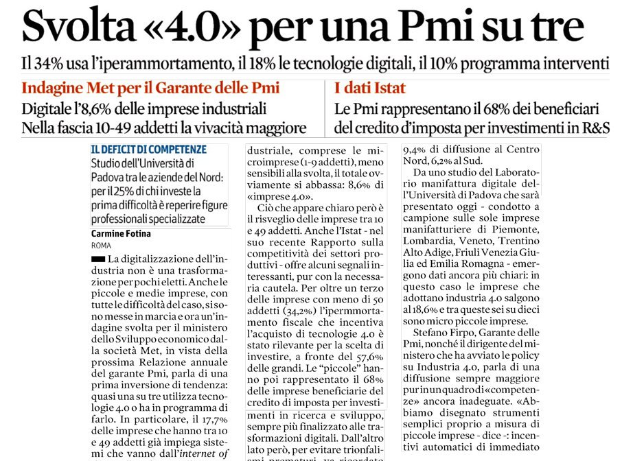 gabferrieri's tweet photo. Così l'#innovazione cambia le #imprese: svolta 4.0 per una #Pmi si tre #innovazione #startup #investimenti #community #business #Italia #Ue #Milano #Roma #Europa #biotech. https://t.co/tZYcRq7rXv