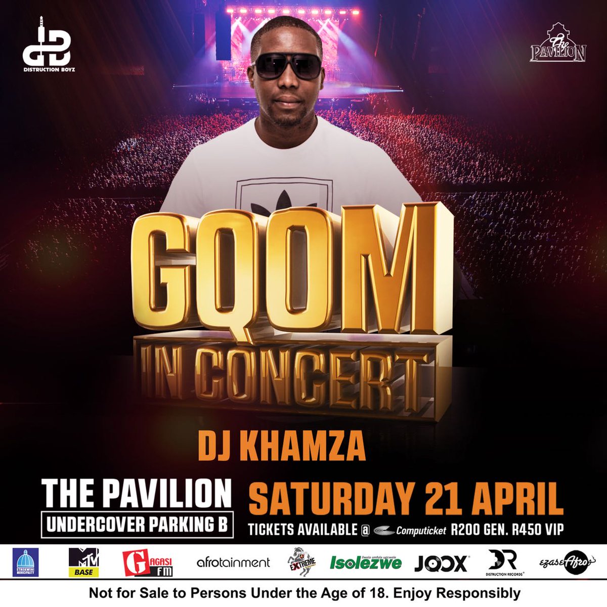 AfroTainmentSA's tweet photo. #GqomInConcertLoading at Pavilion, Durban on Sat 21 April !!! Limited tickets @Computicket R200 general, R450 VIP, Get them NOW before they Sell OUT !!! https://t.co/jGENBvDRZL