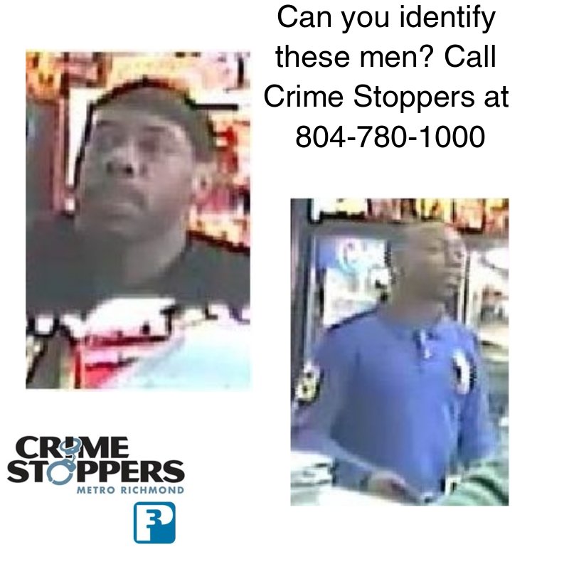 7801000's tweet photo. Crime Stoppers wants to help @RichmondPolice identify two persons of interest in relation to a shooting that occurred on Feb 12, 2017. If you can identify the men or have info about the shooting call Crime Stoppers at 780-1000 or submit your tip through the P3 Tips App.
#RVA https://t.co/KMHTx35yX5
