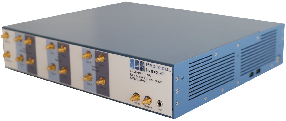 ProtocolInsight's tweet photo. Protocol Insight's Falcon G400 and G450 exercisers and analyzers are now shipping, supporting UFS 3.0, UniPro 1.8 and M-PHY 4.1 and HS-G4B - https://t.co/Xx2rb9bd07 https://t.co/fV6NdDaiy3