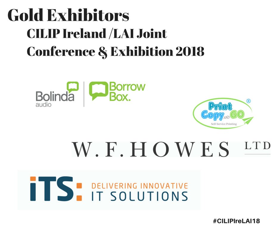 CILIPIreland's tweet image. Our Gold Exhibitors will be on hand to tell you more about their products/services and how they could benefit you or your library. @Bolindaaudio @SurfBoxEurope  @WFHowes ITS    @PrintCopyandGO So don't be shy and make time to say hello between sessions! #CILIPIreLAI18