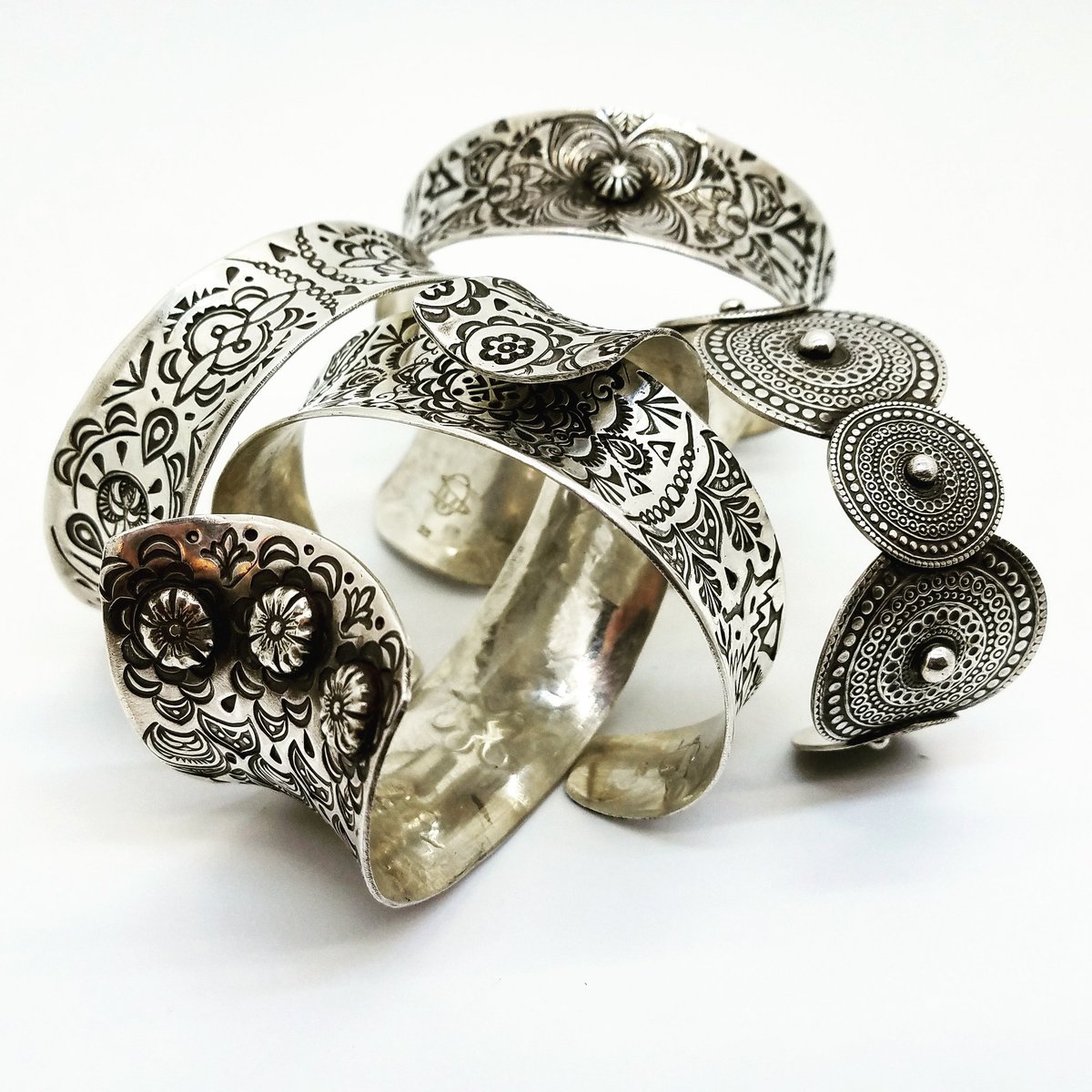 smojewelry's tweet image. Sterling silver handstamped mandala cuff bracelets! Gotta have 'em! #smojewelry #artistryinmetal  #handmadejewelry