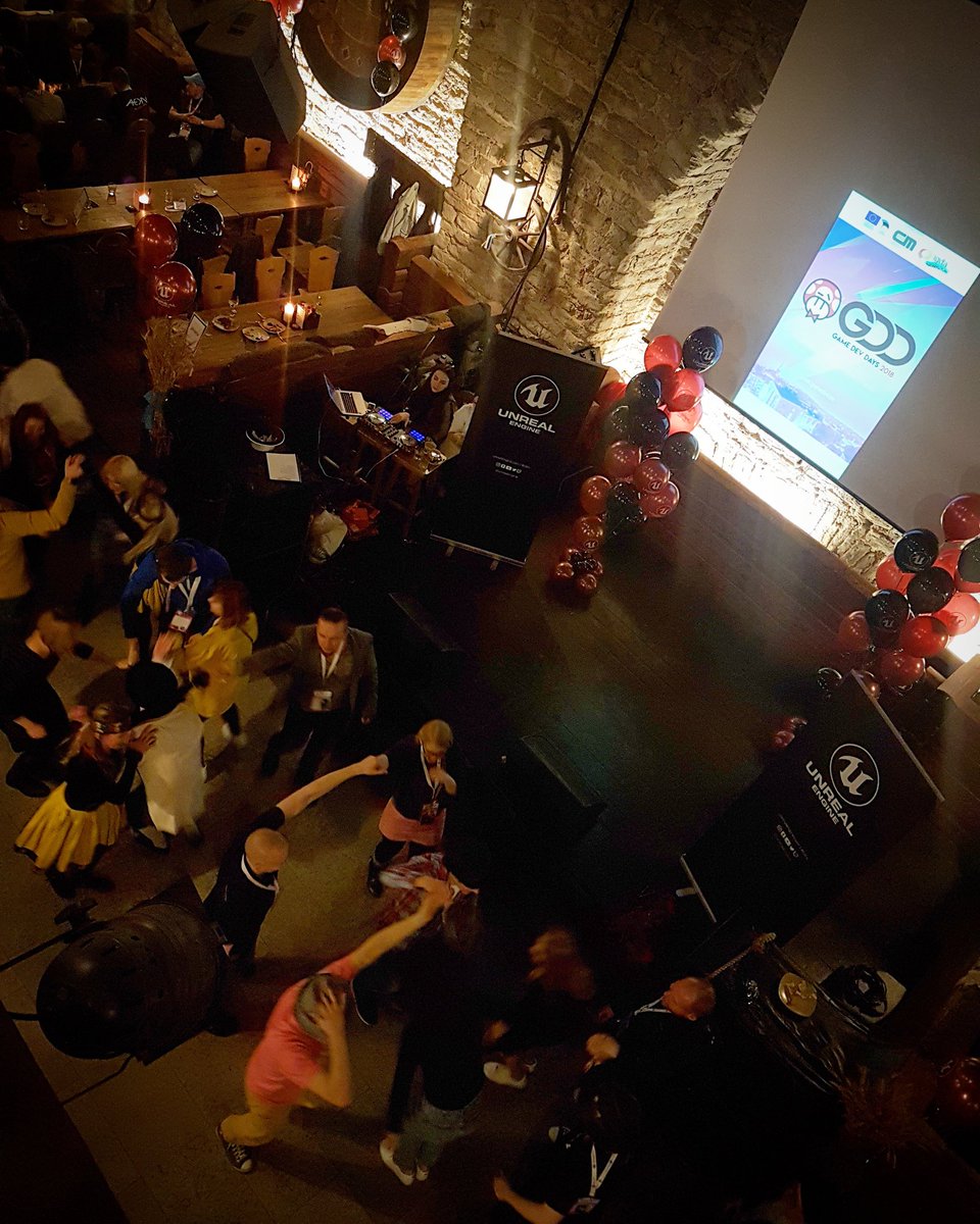 WindfallVR's tweet photo. Sanna and Conny are in Tallinn for #GameDevTallinn, and getting a crash course in Estonian Dancing. 💃 #gamedev #indiedev https://t.co/JQvYF8zC3c