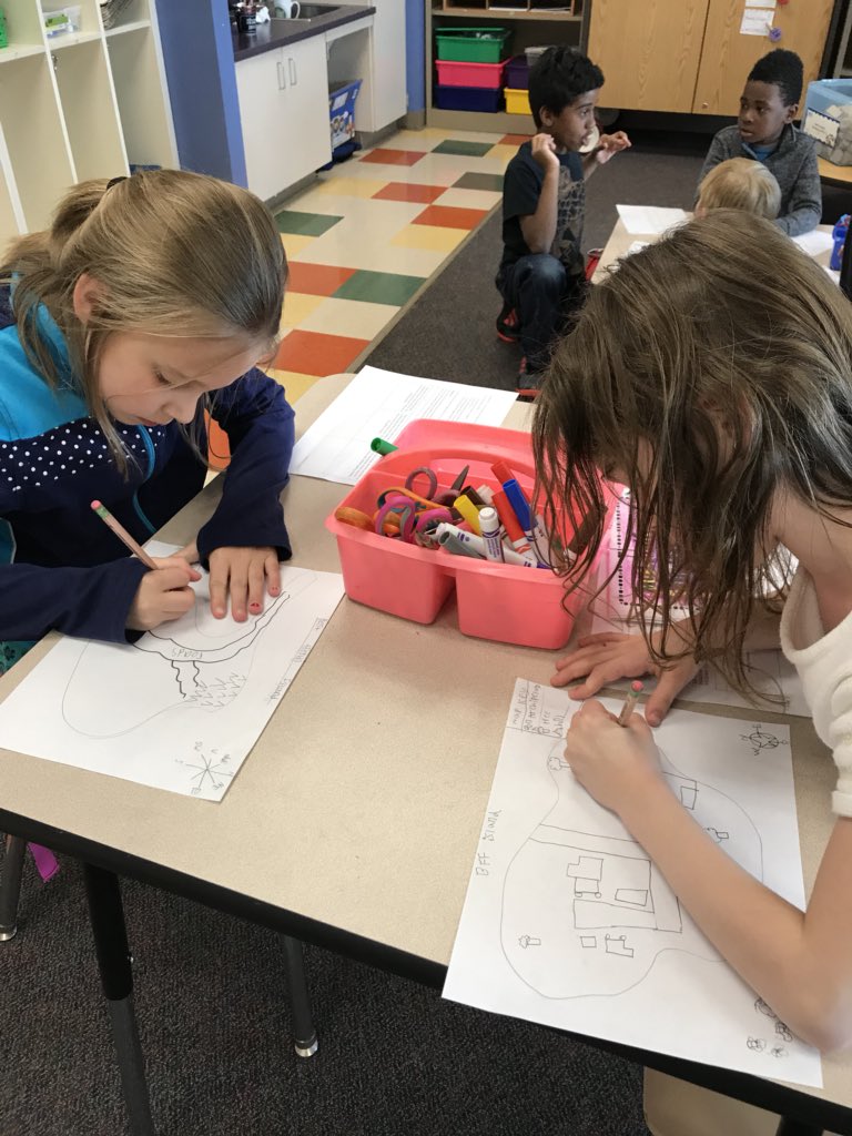 MrsBrunker48's tweet photo. We started reviewing the trait Love of Learning in @PosProject and it lead straight into our Social Studies Project of making our own maps!! Students have a rubric of must haves but then the rest is up to them! I’m excited to see their creativity!! #projecttime @BrierCreekES https://t.co/FPJNilyCyR