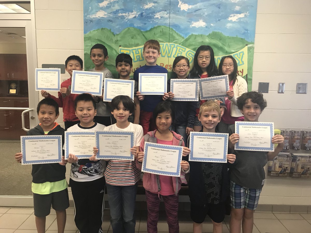 VHEWsheheane's tweet photo. Congratulations to our Continental Math League winners! Our third grade team was 1st in the Region and we had two National winners. Way to go VHEW! https://t.co/xGAV1VZXA0