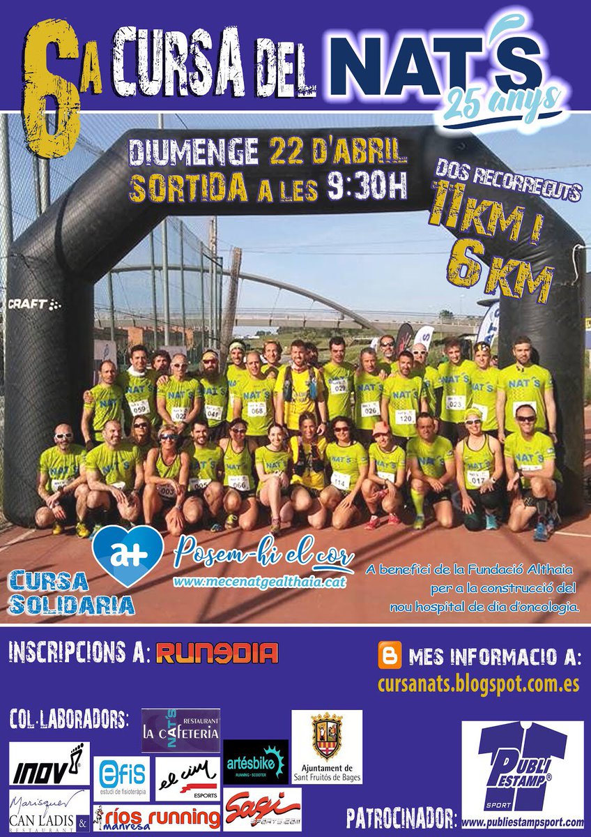 CursesRunning's tweet image. 6a Cursa dels Nats
📍Sant Fruitos de Bages 
🏃‍♂️6k + 11k
🗓 22 d’abril
⏰ 9:30
@Runedia 
@AjSantFruitos 
#run #running #cursa #mitja #trail #trailrunning #trailrun #santfruitosdebages #cursanats #bages #santfruitos #race #cursa #cursesrunning #sport #esport #esportcat