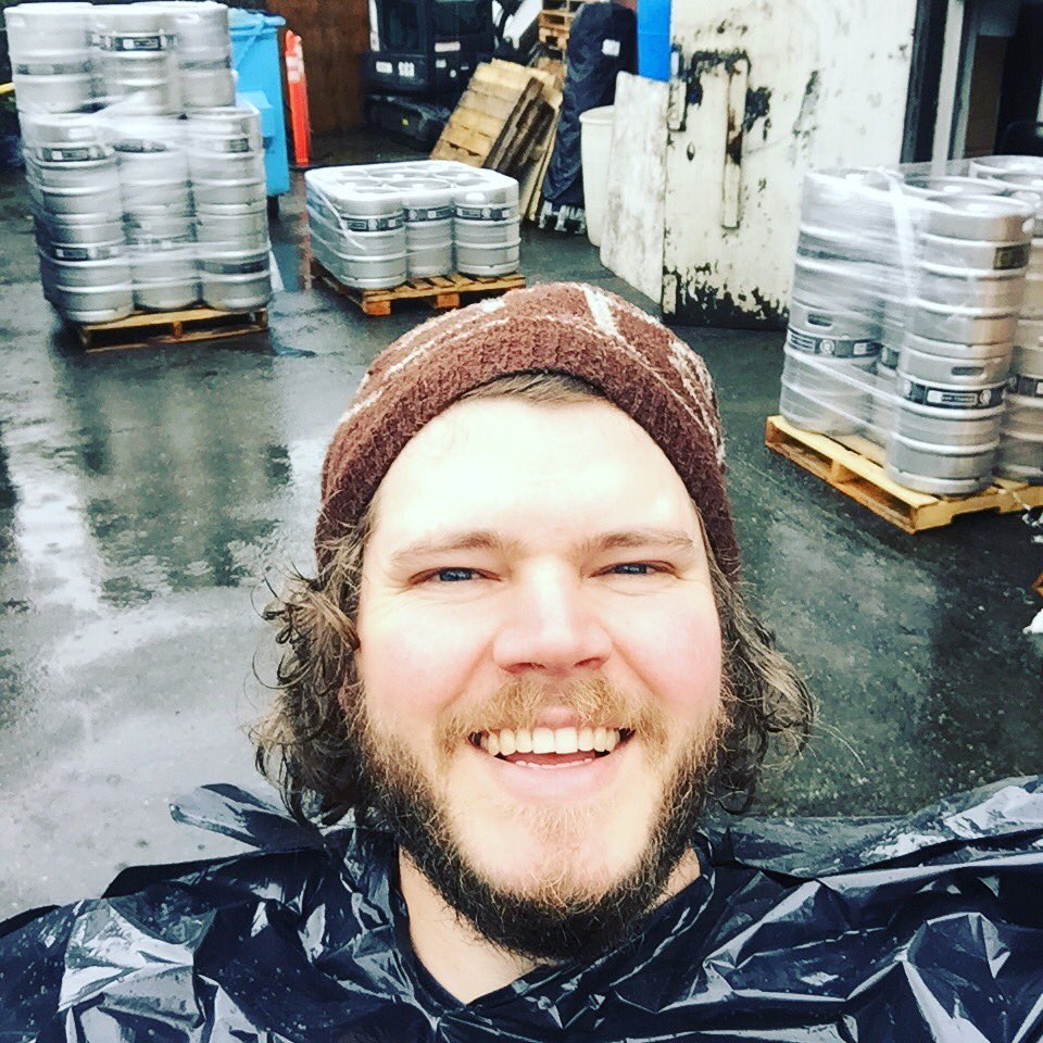 DoansCBC's tweet photo. Preparing a @directtap transfer and my first raincoat soaked through. Required some #mcgivering for round two.. Stay dry out there!! :) #BCBeer #Doans #yeastvan #rainyday #staydry #evanselfie #smiles #directtap #happymonday https://t.co/mDMZGN4wW9