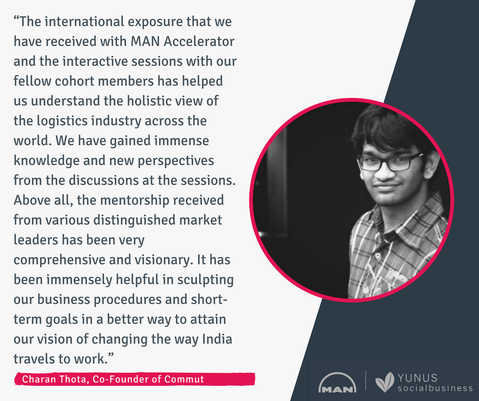 ImpactwithMAN's tweet photo. We couldn't ask for more positive energy & feedback about our program! Hear it from one of our #startups @commutapp , who are creating an efficient #transport system, #shuttling 2.5k people per day and providing incremental #income and #jobsecurity to 150 drivers. https://t.co/q1Zn2rc7Lk