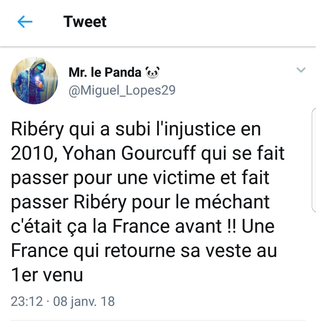 On perçoit dans le ton de la vidéo que Ribéry a gardé intact sa haine contre un gars qui a presque disparu de l’actualité foot.On est passé de "il ne s’est rien passé avec Gourcuff" à "je suis la victime de Gourcuff le coupable".C’est énorme mais apparemment ça convainc des gens.