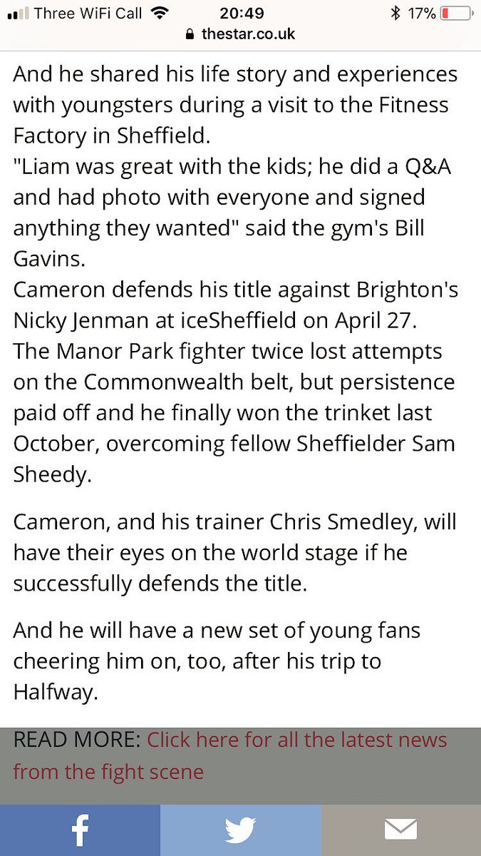 FitFactoryAbc's tweet photo. Really nice write up in Sheffield Star, appreciated @liamcameron21 time to meet our gyms kids #properchamp 👊🏻💥👊🏻 https://t.co/S1v9osOSy0
