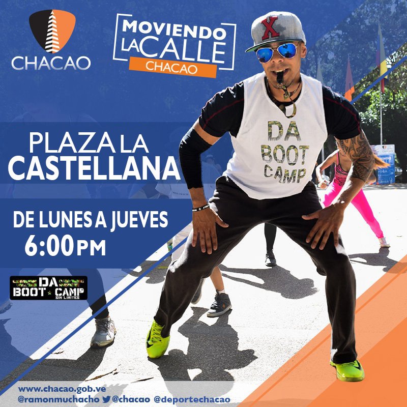 DeporteChacao's tweet photo. Recuerda que en @Chacao tenemos #Dabootcamp en #MoviendoLaCalle de lunes a jueves en #LaCastellana junto a @doniangel10 💪 https://t.co/GqnuCWjgMa