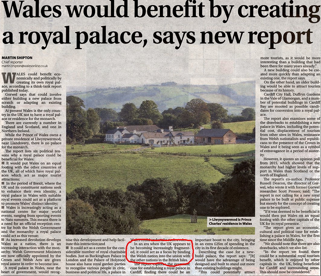 JacotheNorth's tweet photo. #RoyalPalaceinWales Forget all the bullshit about tourism, the real reason for this suggestion is obvious. Here it is spelled out. https://t.co/HSgePI8dyQ