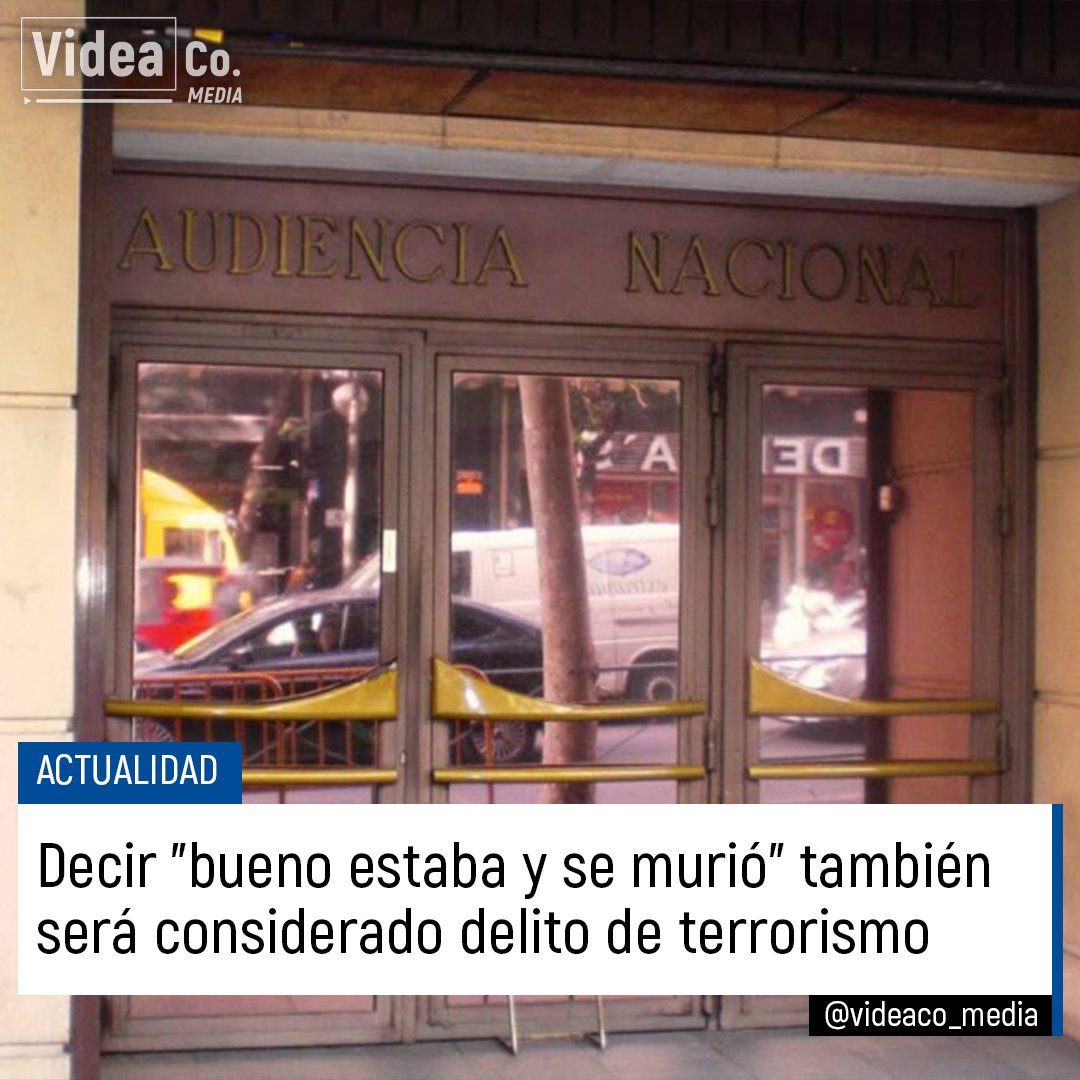 videaCo_Media's tweet photo. 🔴#ÚLTIMAHORA | Decir "bueno estaba y se murió" también será considerado delito de terrorismo

La condena de la audiencia Nacional a un septuagenario que dirigió la frase a un guardia civil que estaba desayunando en el mismo bar que él ha sentado precedente judicial. https://t.co/72bfhciA1X