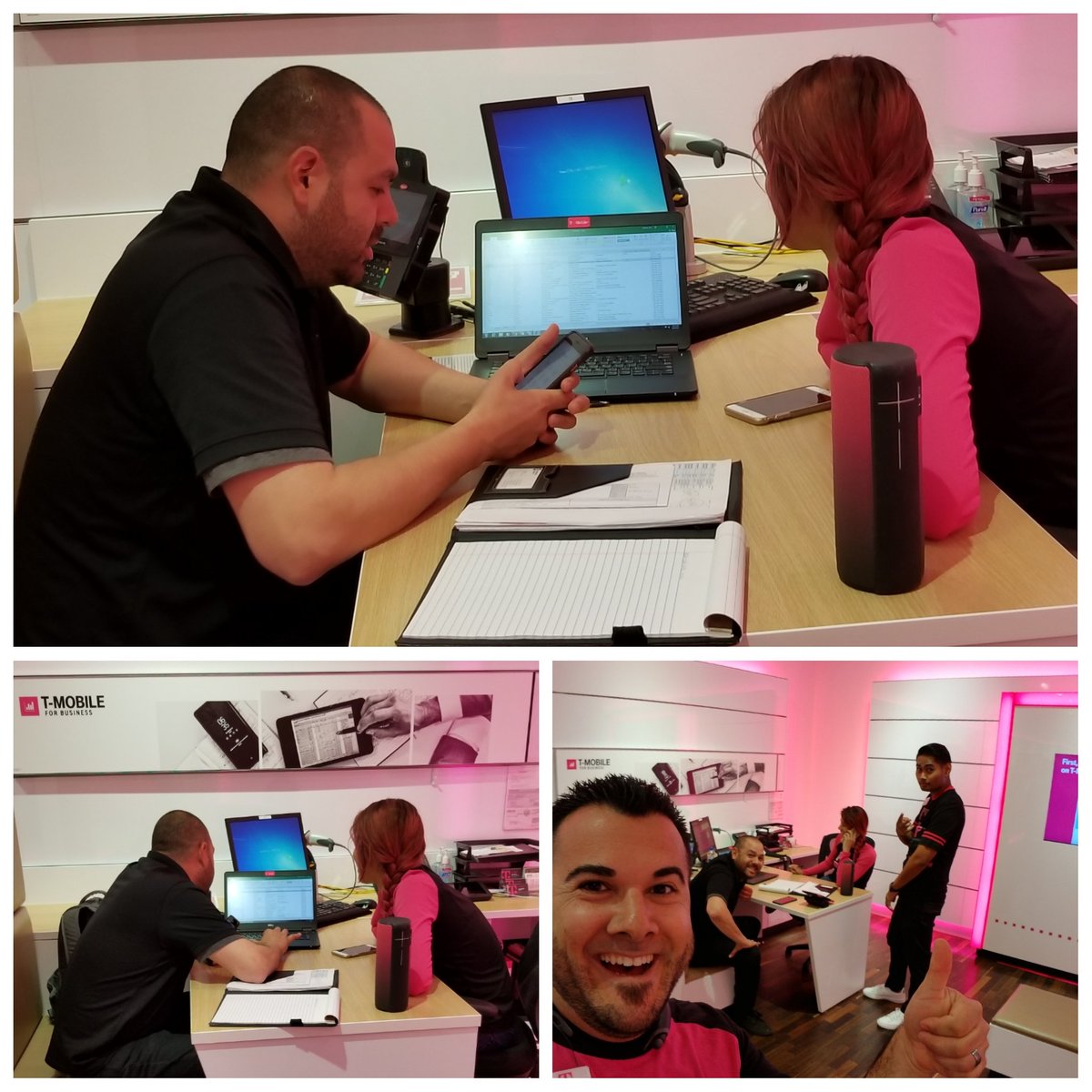 EVilla2Real's tweet photo. Set up some time with our Account Executive to talk lead generation and cold calling. Ryan and Griselda straight to business, no pun intended. @jgrandmaison10 @DanielleOubre20 #TMobile4Business #LeadGeneration #SWisBest #Built2Win #BestinSoCal https://t.co/R3nI2PQPYf