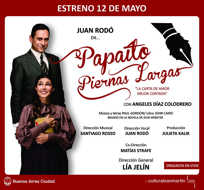 ¡Primicia del día! 12 de Mayo ¡Estrenamos! ¡Agendalo!
<a href="/Papaitomusical/">Papaito Piernas Largas, El Musical</a> <a href="/JuanRodoOficial/">Juan Rodo</a> @angiediazcolodrero @danaolivieri1 <a href="/julikalik/">Julieta Kalik</a> <a href="/janinalevin1/">janilevin</a> <a href="/santiagorossook/">Santiago Rosso</a> @strafematias