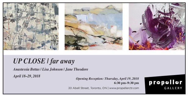 TorontoARTinfo's tweet image. April 18 - 29
| UP CLOSE | far away: Anastessia Bettas, Lisa Johnson and Jane Theodore
@PropellerTO 
(30 Abell Street)
torontoart.ca/event/april-18…
