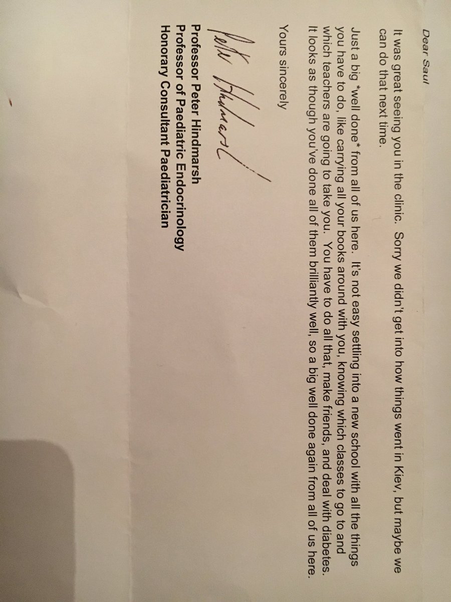 JoRynhold's tweet photo. Diabetes consultant &amp; team at uclh rocks ! Beautiful follow up letter to my 12 yr son . He was so proud to receive it. Words as important as medicine . Well done @nhs @uclh diabetesuk @DiabetesUK @Diabetescouk @JDRFUK https://t.co/daleeDmwFw