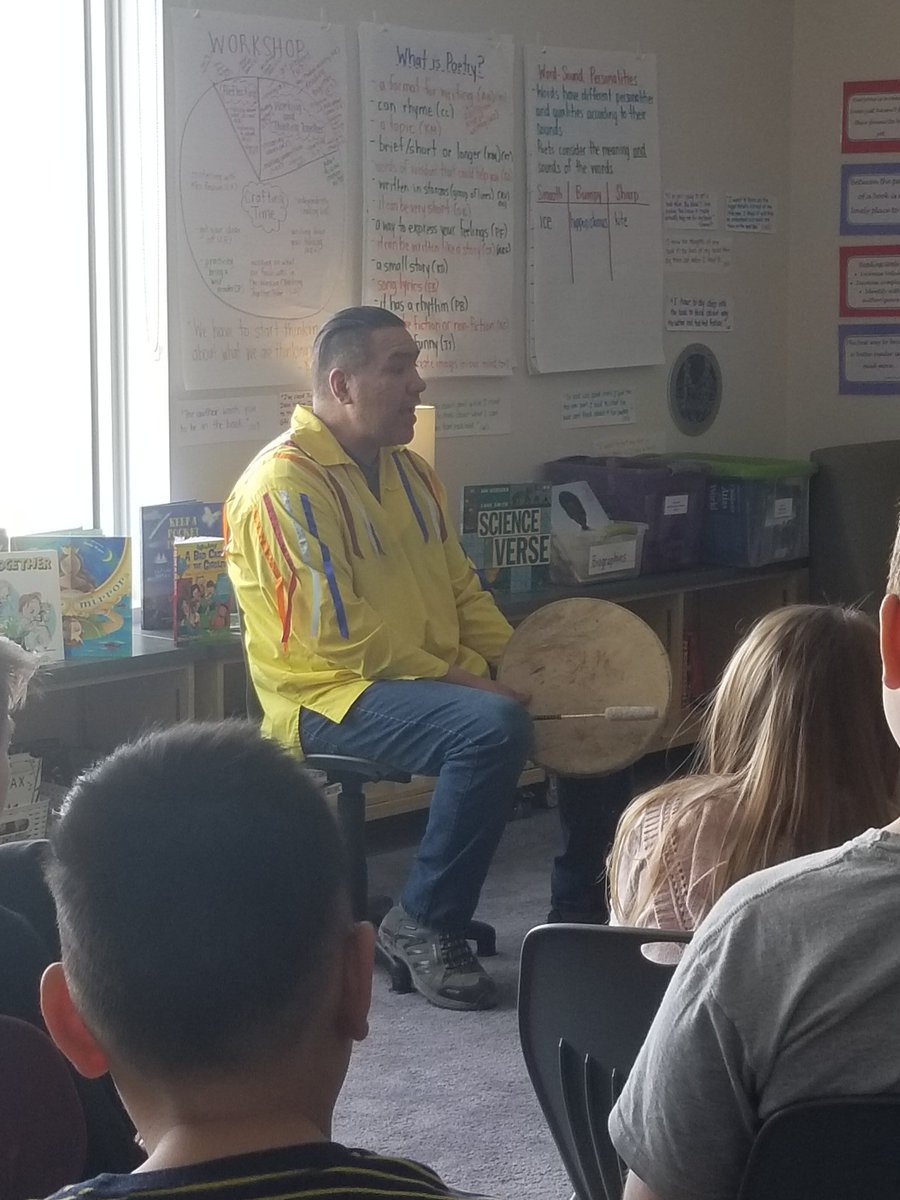 Thank you so much to Lyndon Linklater @TreatyOfficeSK for coming to share his knowledge with 5P and 4M this morning! #mpscpssd #communityoflearners #reconciliation