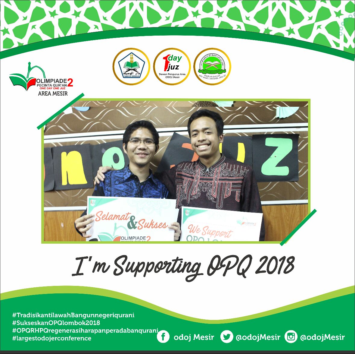 odojmesir's tweet photo. We are supporting OPQ 2 2018 

FB :Odoj Mesir
Ig :@Odoj Mesir
Twitter:@Odoj Mesir

#Tradisikantilawahbangunnegeriqurani 
#SukseskanOPQLombok2018 
#OPQRHPQregenerasiharapanperadabanqurani 
#largestodojerconference https://t.co/ihAo7sOs3s