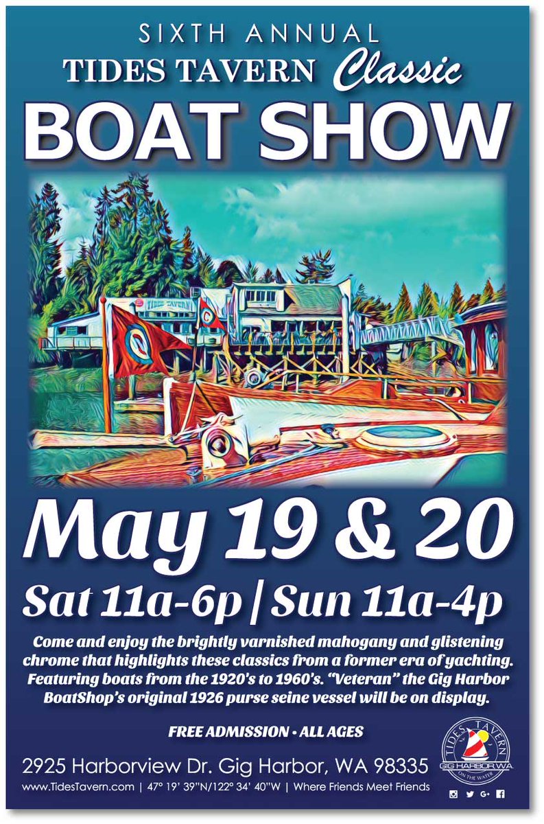 Save the dates! Our 6th Annual Classic Boat Show is May 19th and 20th. Come and enjoy the brightly varnished mahogany and glistening chrome that highlights these classics. “Veteran” the Gig Harbor BoatShop’s original 1926 purse seine vessel will be on display. Free admission.