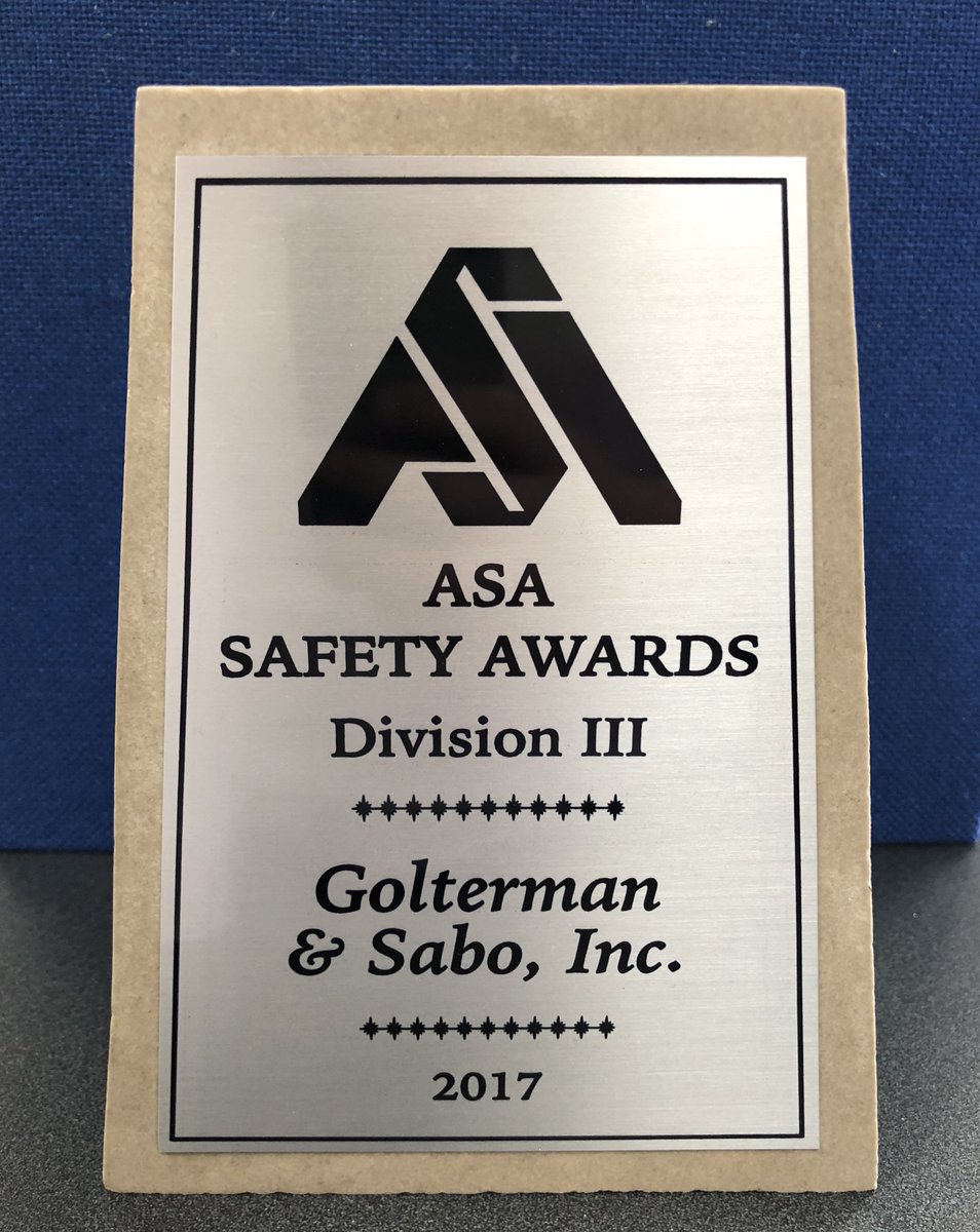 GSArchProducts's tweet photo. Safety is our top priority and we are honored to have been recognized by the @ASAMWC with our 6th Safety Award! #thankyou #safetyfirst https://t.co/JVgRuIHVkl
