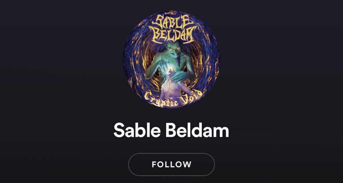 SABLE_BELDAM's tweet photo. If you have @Spotify 
Go listen to Cryptic Void! 😈🤘🏻 https://t.co/KVJWfI9AXY