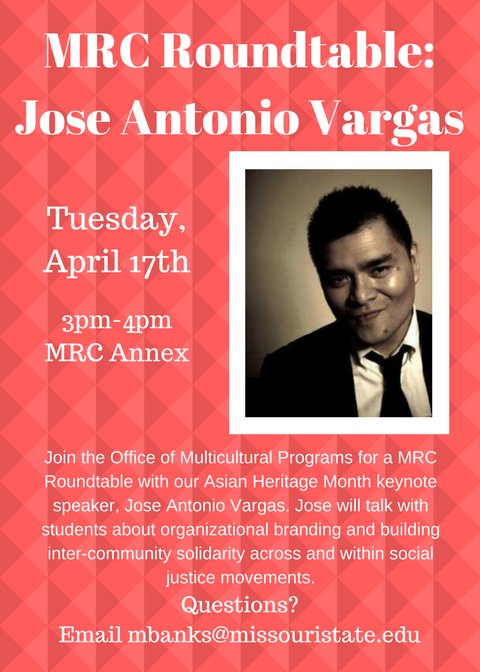 mostatemp's tweet photo. Our office has some great events taking place this week! Check us out tomorrow when we have @joseiswriting on campus - catch him for the #MRCRoundtable @ 3pm in the MRC Annex & 7pm for his address at 7pm in the @MSU_PSU #BearsOfDifference #AsianHeritageMonth #MoStateHeritage https://t.co/vhAZ9TsIoN