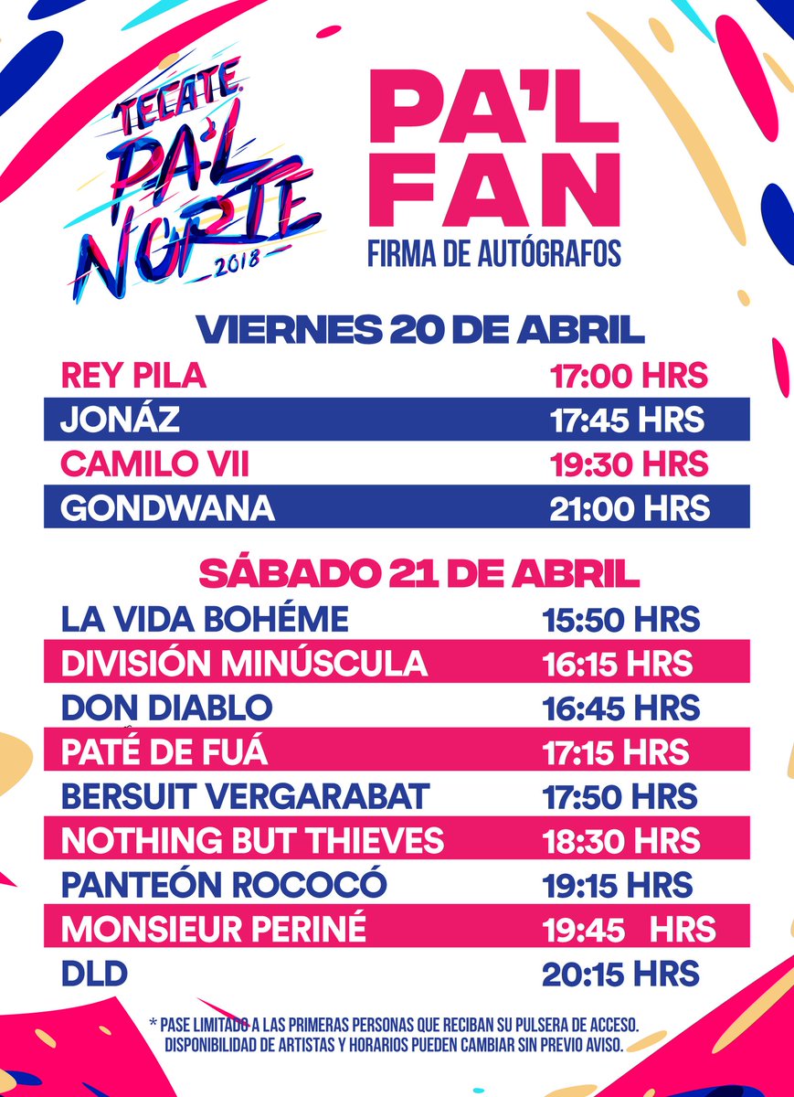 Tecate Pal Norte On Twitter Conoce Los Horarios De Firmas De Autografos En Palfan