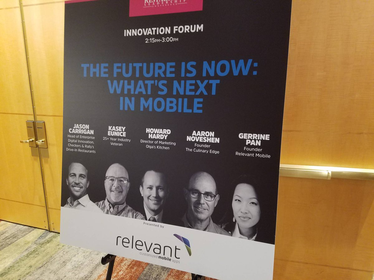relevantmobile's tweet photo. The coolest panel at #RestaurantLeadershipConference is about to start! Don't miss it! https://t.co/BRhfsuTgie