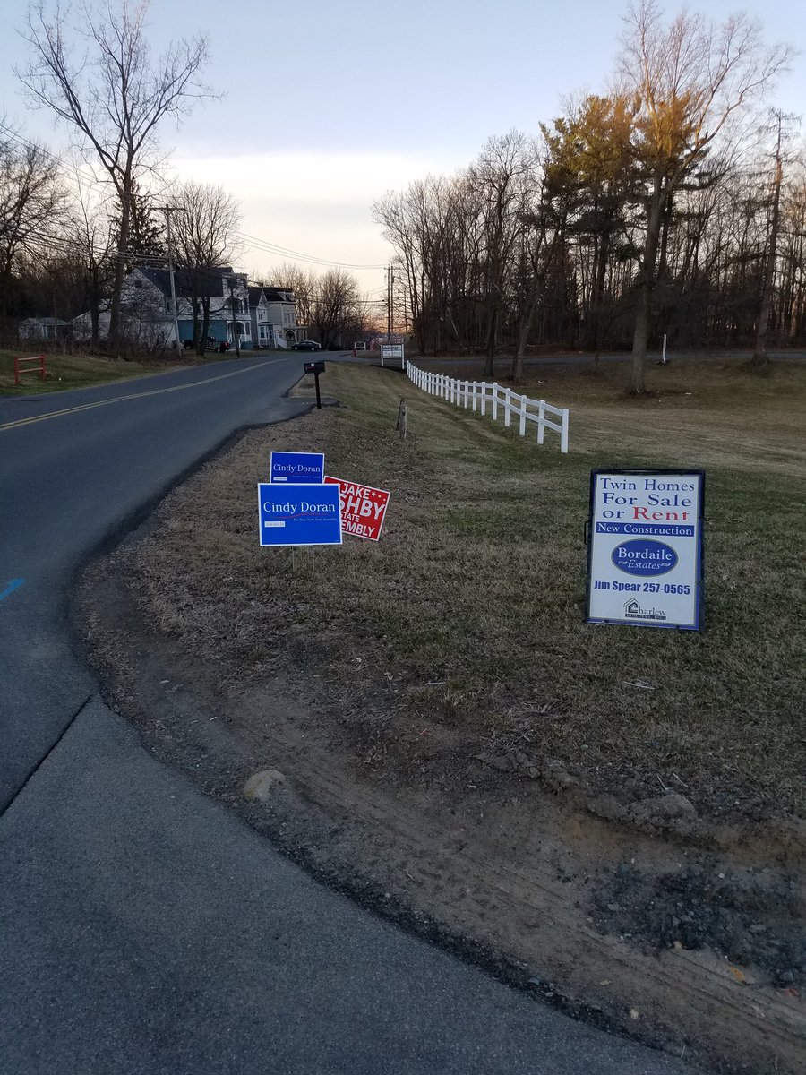 SteveMcNY's tweet photo. Gotta laugh at the oh so typical move by a desperate candidate. Lawn sign goes up for @JakeCAshby and like little children the opposition has to put up 2 to try and block his. So weak. So typical. What's next from the corrupt Dems... sign stealing?
#AshbysArmy https://t.co/m7Yp4PpWvX