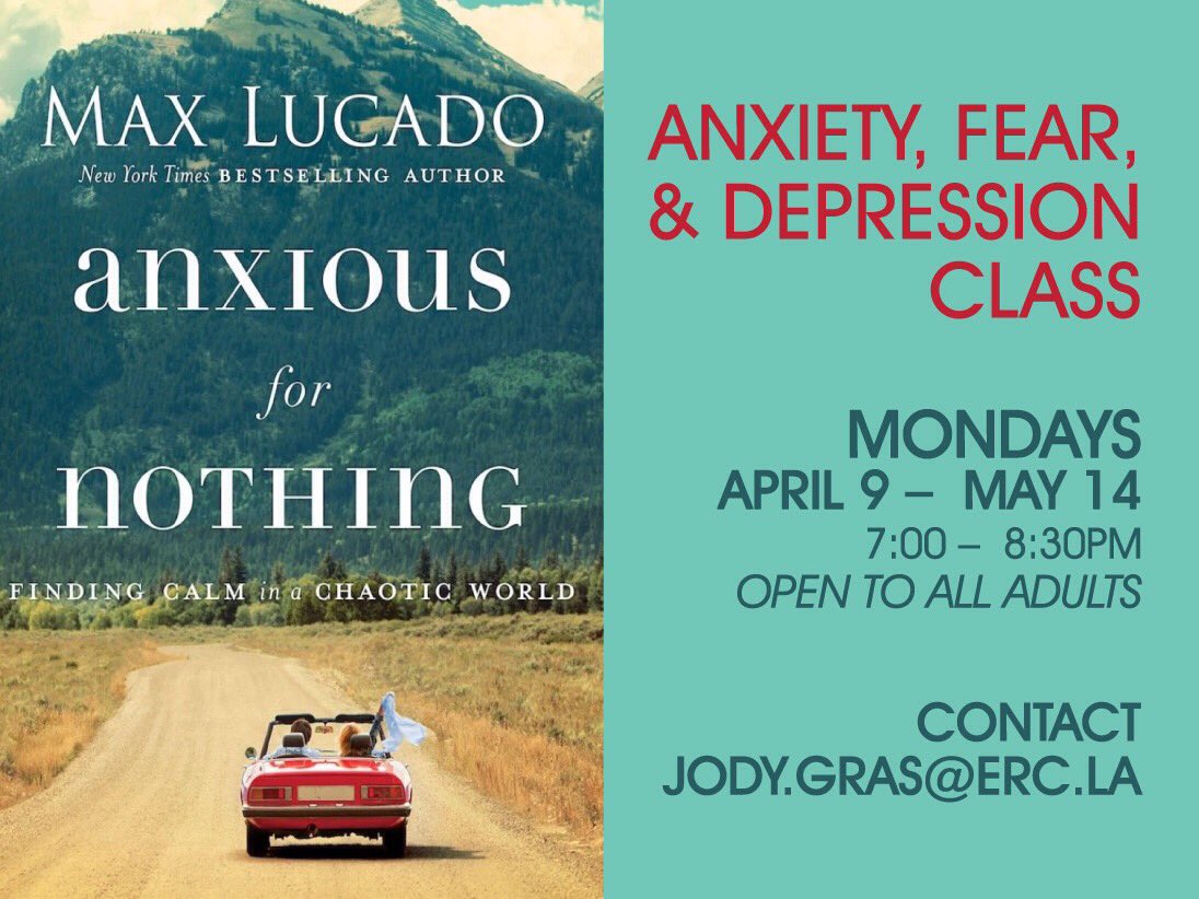 ERCLosAngeles's tweet photo. WEEK 2 - You are still welcome to join our class examining a faithful response to anxiety, fear, and depression in our lives. 
TONIGHT at 7:00 PM in the Fellowship Hall! https://t.co/3HIL9PmKgd