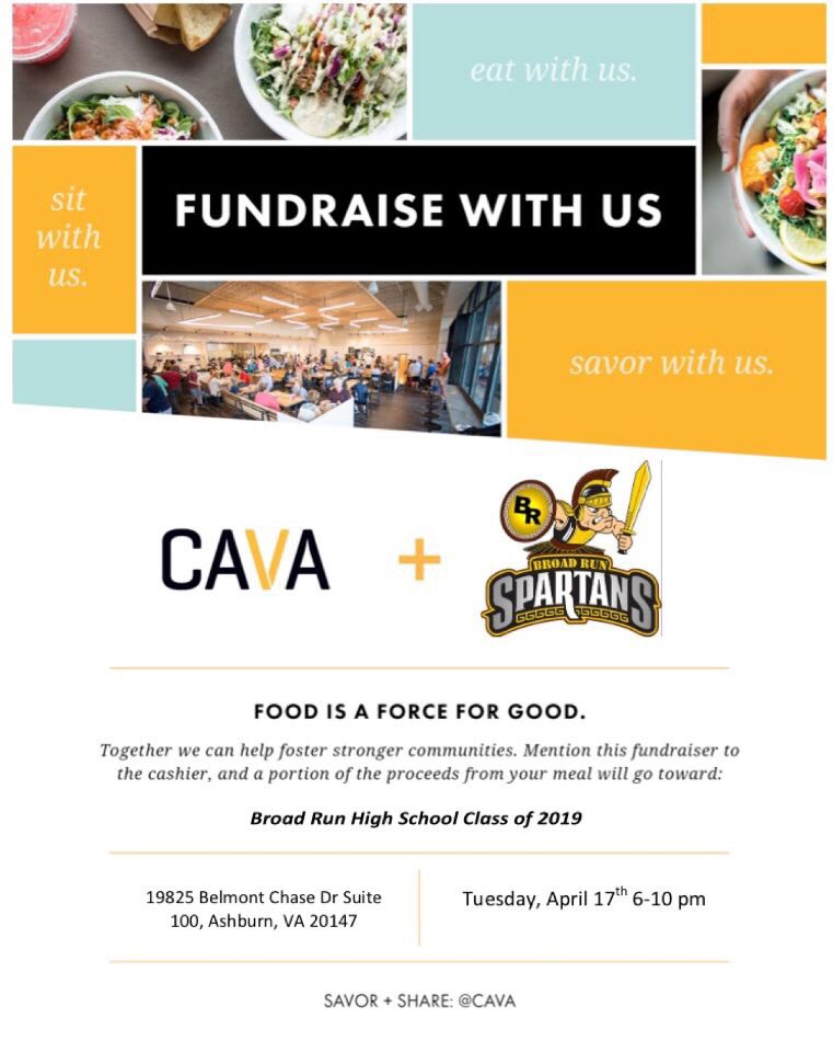 Make sure to head to Cava TOMORROW night to support prom!! Show this flyer when you go!