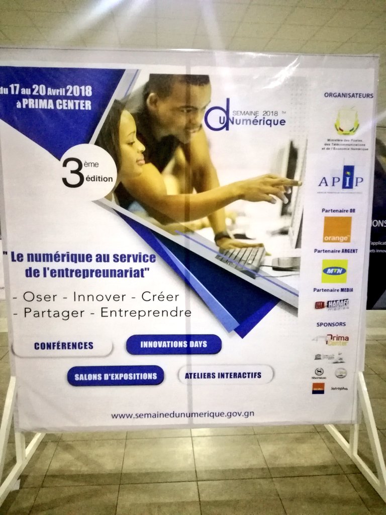 Conakry_Life's tweet photo. Prima Center : là où il faut être les 4 prochains jours, à la @semainedunumgn 

Vous êtes prêts ? 
Ceux qui ne sont pas à #Conakry, restez connecter, je vous ferai du live tweet. @elbahdara
#SemDuNum18 #Kibaro #team224 #Guinee #Entrepreneuriat #Numerique #Startup #Innovation #TIC https://t.co/aEO0kzAckC