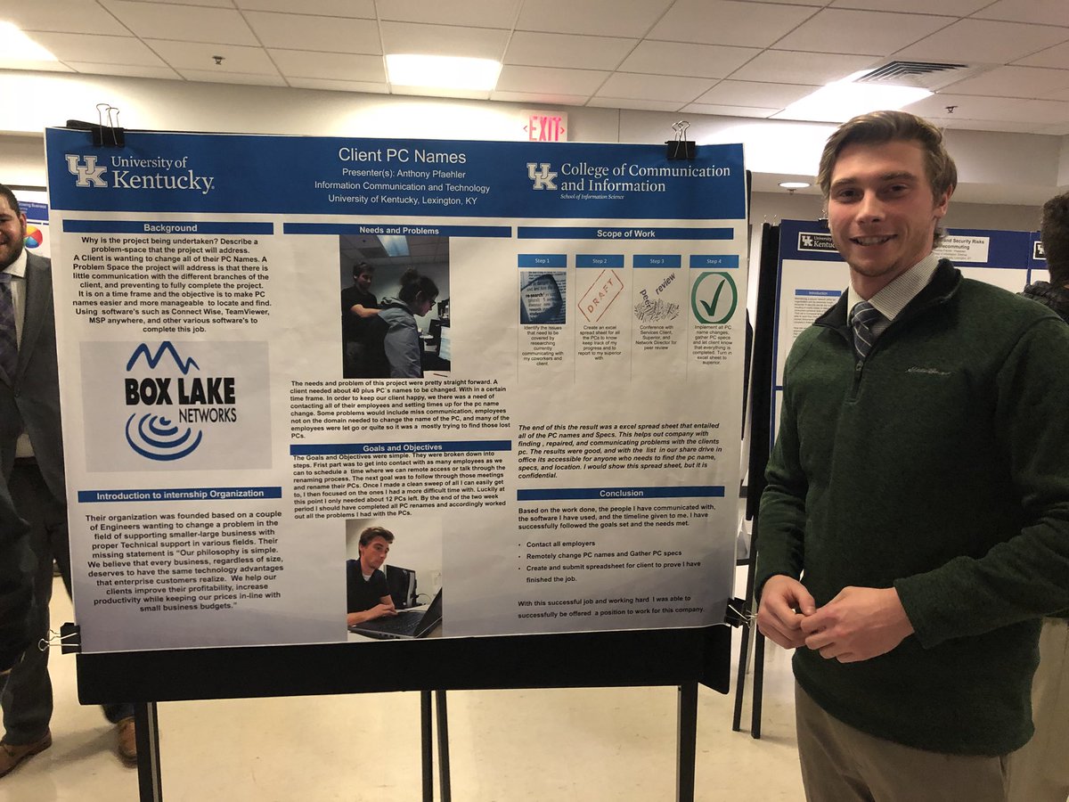 ukinfosci's tweet photo. The internship symposium is underway! And, we’re pumped to see all the hard work our ICT students put into their internships this semester. 😆 🙌 https://t.co/RwbiFOpvH1