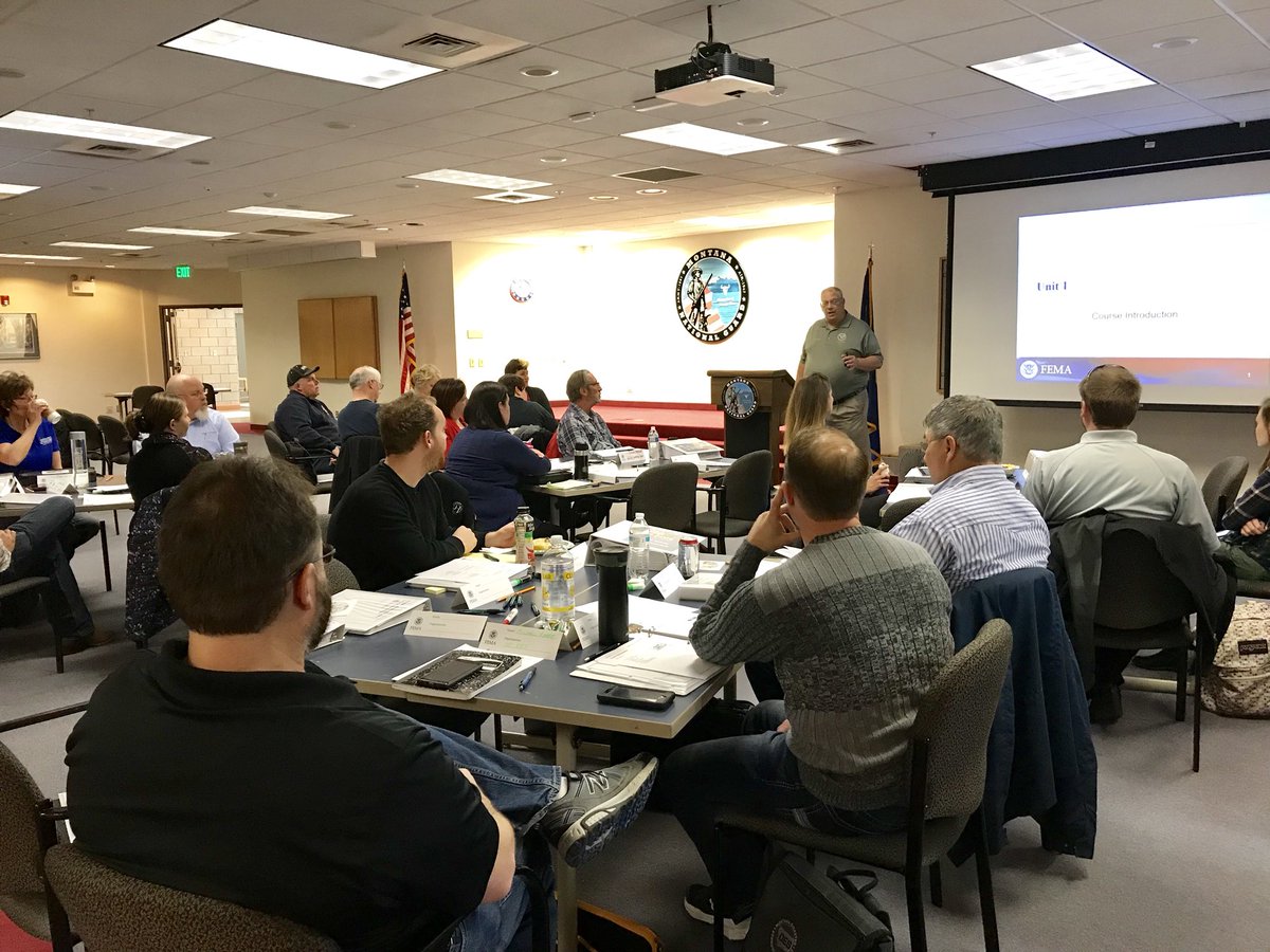 mcfrsPIO's tweet photo. Day 1 @FEMA Training @FEMA_EMI Advanced Public Info Officer Class st Ft Harrison, in Helena, Montana at w/ Instructors @usfatom Olshanski  @Reichlingmike @lukeskywatcher #sambernard #philpolitano @PIOPete e students from Montana, North Dakota, Wyoming, Illinois, Idaho, Colorado https://t.co/6dYM68sTvt