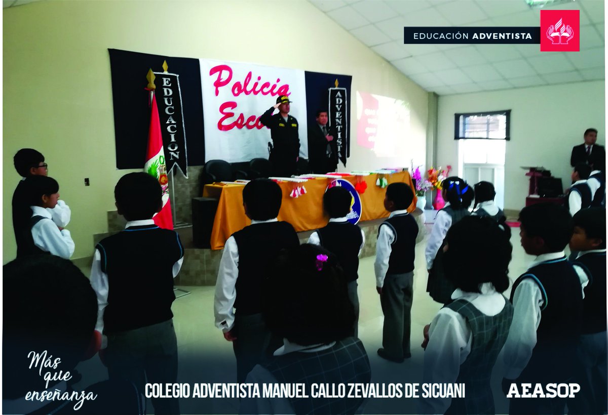 MamaniAbner's tweet photo. Ceremonia de Investidura de la Policía Escolar, novedad de este año Pr. De Aula @EnzoChavez @abelapazar @Pr_RaulYaranga @josuellempen @JorgeMoncadaL @dinobv1 @AdventistasMSOP https://t.co/LThfjKDIdc