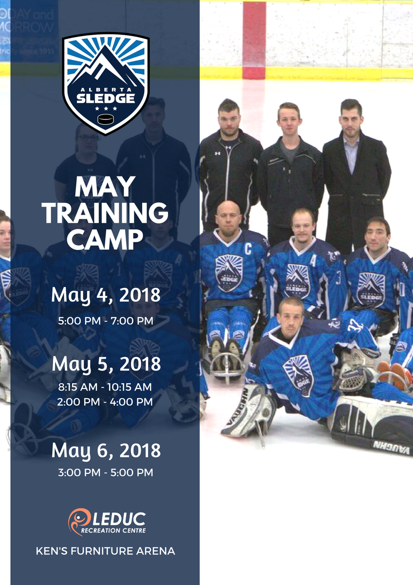 AlbertaSledge's tweet photo. Our last training camp before #CSHC2018 is coming up on May 4 to 6, 2018 at @Leducreccentre ! Come out and show your support as we prepare to defend our title! #letsdefendourtitle #roadto2018CSHC #25daystogo #2016CSHCchamps #2017CSHCchamps #AlbertaBuilt https://t.co/HHnqsFK8Dn