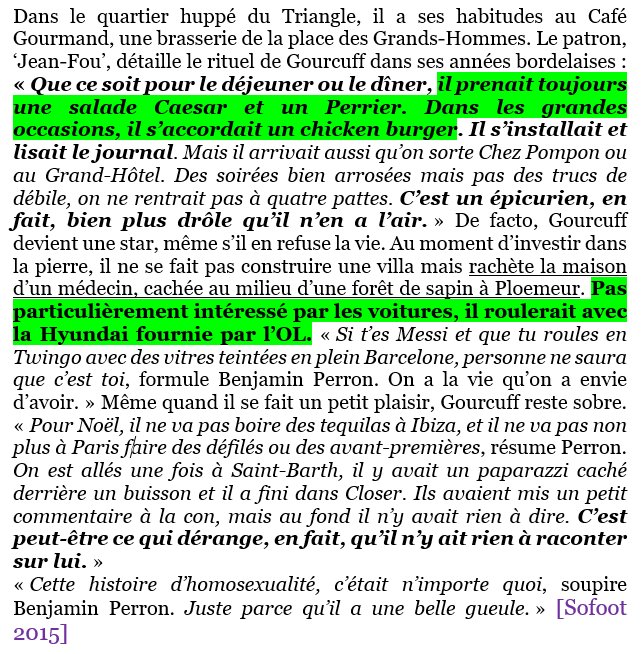 Et puis si Gourcuff « ne fréquente pas les mêmes lieux qu’eux » (dixit), c’est que depuis qu’il est à Bordeaux, il mène apparemment une vie calme et pas très bling bling. Ce qui suscite fantasmes et rumeurs infondées.