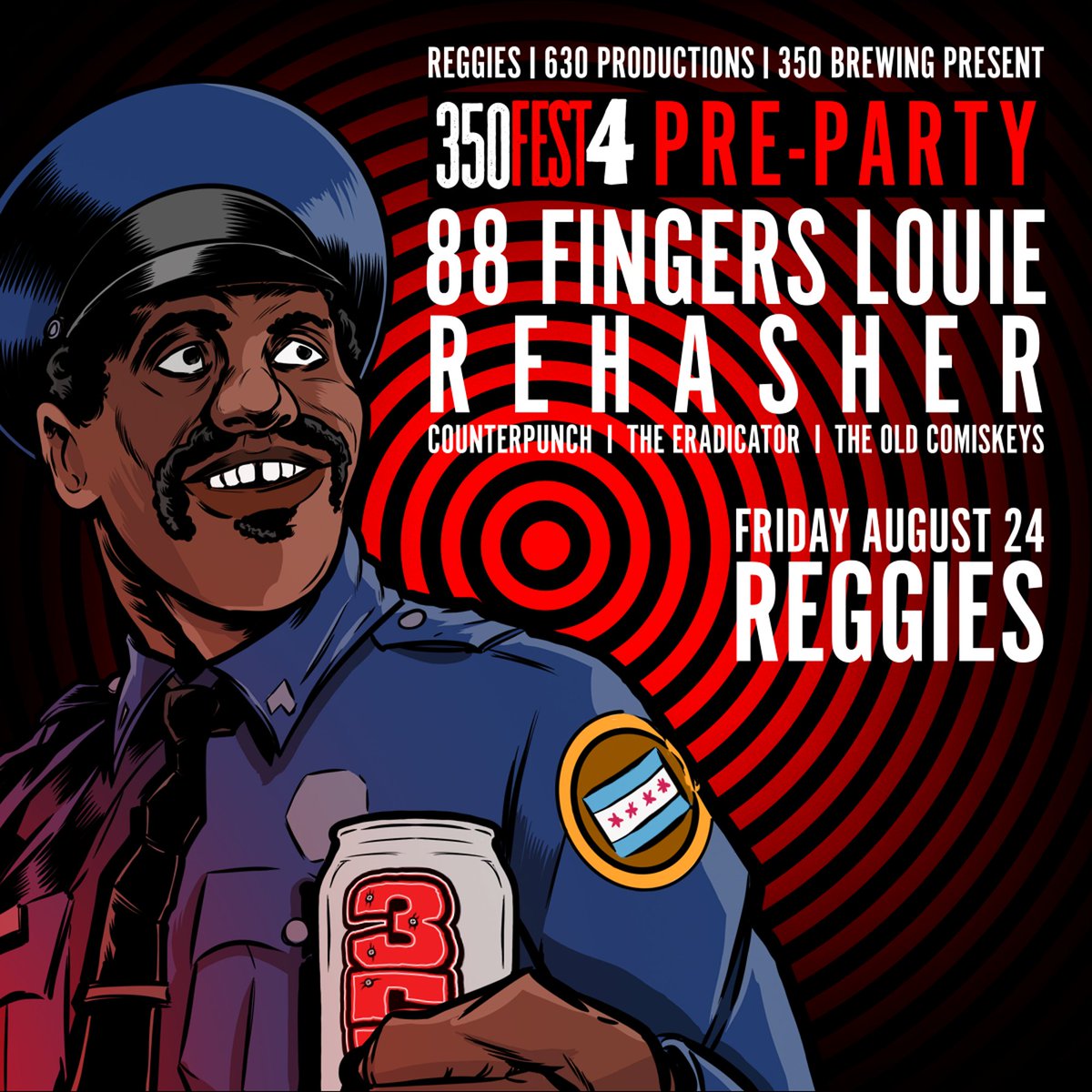 Dream show with <a href="/88FingersLouie/">88 Fingers Louie</a> <a href="/rehashertheband/">Rehasher</a> <a href="/counterpunchrok/">Counterpunch</a> @thedsquashman and <a href="/TheOldComiskeys/">The Old Comiskeys</a> at <a href="/reggieslive/">Reggies</a> on August 24, a pre-party for 350 Fest 4! Hosted by <a href="/ToddRandall350/">350 Brewing Co</a> of <a href="/350Brewing/">350 Brewing Co</a>. Oh, Roger of Rehasher is also in this side project called <a href="/LessThanJake/">Less Than Jake</a>!