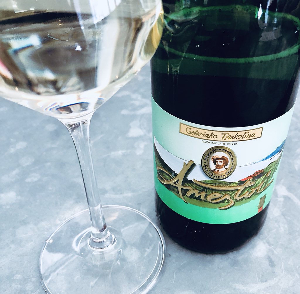 Going outside the box tonight &amp; sipping lovely, refreshing Txakolina #wine from Basque region of Spain <a href="/_drazzari/">Dave Razzari</a> <a href="/pietrosd/">🍾🍷PIETROVINI🍷🍾</a> <a href="/winetraveleats/">Wine Travel Eats</a> <a href="/winewankers/">The Wine Wankers 🍾🤛🎉🥂</a> <a href="/DemiCassiani/">Demi Cassiani</a> <a href="/WineBite/">WineBite</a> <a href="/TheWiningHour/">Li Valentine</a> @NancyFeasts <a href="/Fiery01Red/">Michelle Williams</a> <a href="/KellyMitchell/">Kelly Mitchell #TheWineSiren</a> <a href="/SteveKubota/">Steve Kubota 🇨🇦</a> <a href="/magee333/">Laura</a> <a href="/CaraMiaSG/">✨Cara Mia✨</a> #winetime