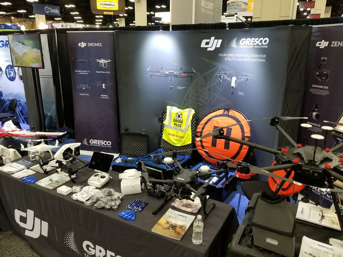 DJIEnterprise's tweet photo. Stop by booth 3753 &amp; visit DJI/Gresco Technology Solutions at the IEEE T&amp;D Expo held at the Colorado Convention Center from April 17-19! #DJIEnterprise #GrescoUAS #IEEE2018 https://t.co/WgQuLsVIbC